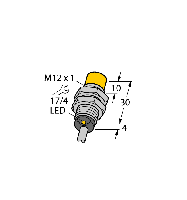 Turck Inductive Proximity Metal Barrel Sensor; 12mm; Non-Embeddable; 8.2VDC; NAMUR